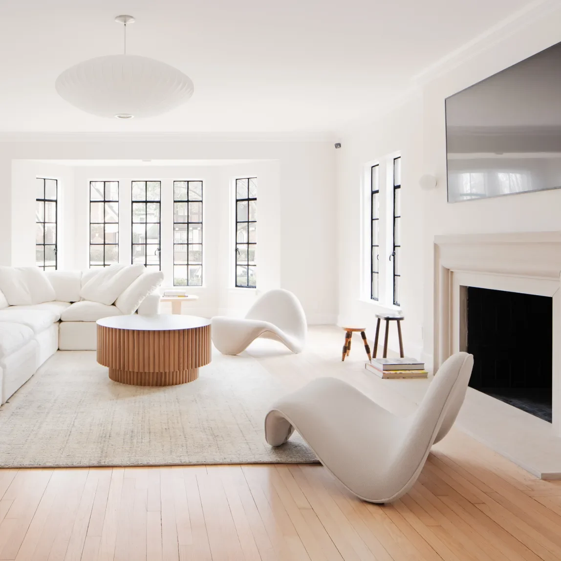 White contemporary living deals room